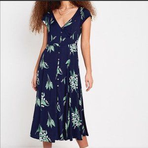 Urban Outfitters Floral Malena Button-Down Midi Dress Size M